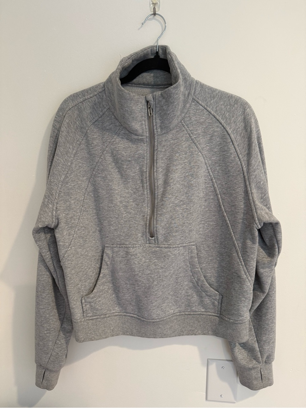 Women's Light Gray Half-Zip Pullover Hoodie